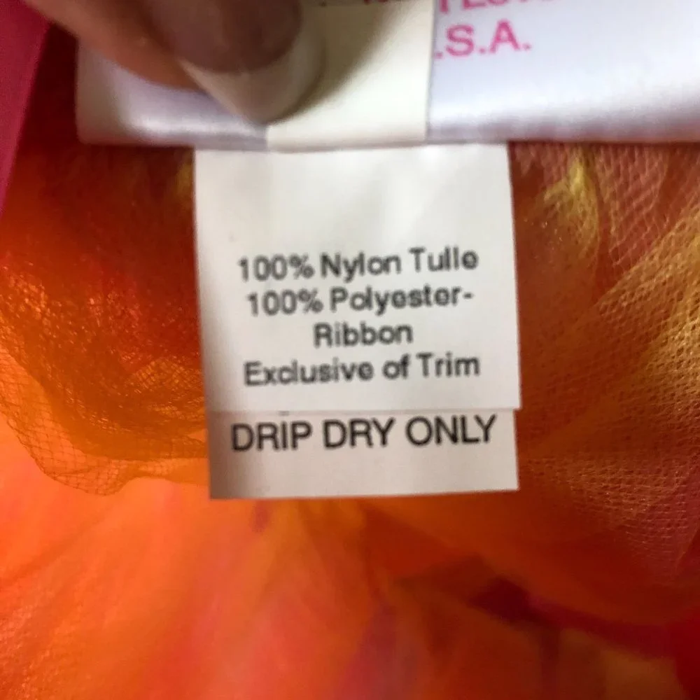 New Childhood Enchantment Large Orange Pink Sherbet Leotard & Tutu Floral Ribbon